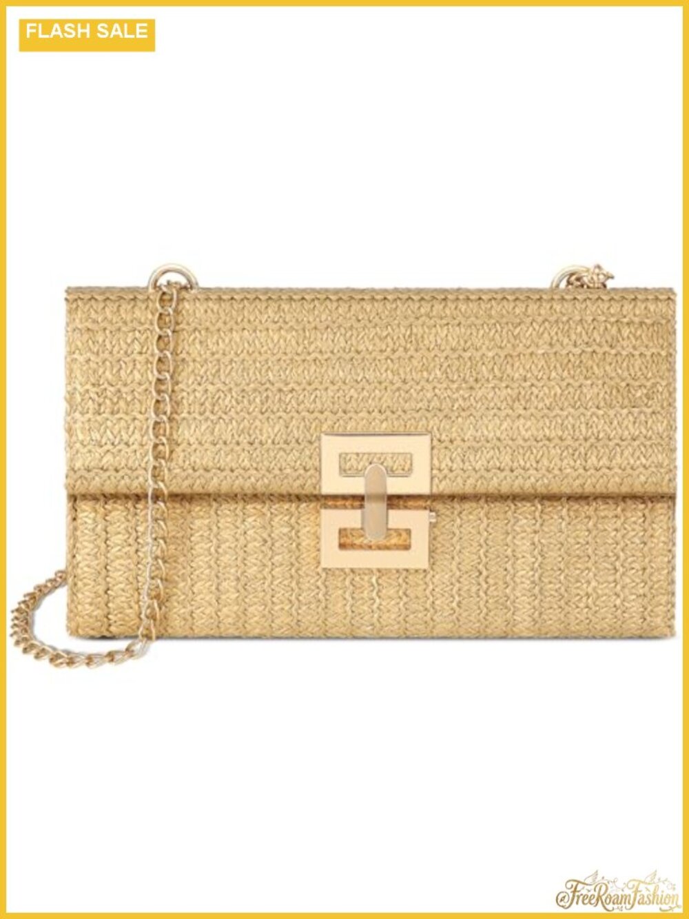 Women Straw Clutch Purse Summer Woven Shoulder Bag Crossbody Chain